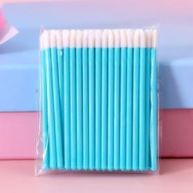 100PCS Disposable Lip Brushes Makeup Brush Eyelashes Extension Applicator Lipstick Wands Set Cosmetic Colourful Make Up Tools (Handle Color: blue 50pcs)