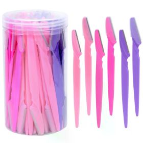 30Pcs/Bottle Eyebrow Razors With Container Facial Eye Brow Trimmer In Case Hair Removal Shaver Safe Blades Trimming Tools (Color: 30pcs razors set 1)