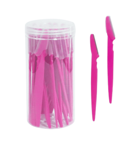 30Pcs/Bottle Eyebrow Razors With Container Facial Eye Brow Trimmer In Case Hair Removal Shaver Safe Blades Trimming Tools (Color: 30pcs rose)