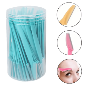 30Pcs/Bottle Eyebrow Razors With Container Facial Eye Brow Trimmer In Case Hair Removal Shaver Safe Blades Trimming Tools (Color: 30pcs blue)