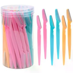30Pcs/Bottle Eyebrow Razors With Container Facial Eye Brow Trimmer In Case Hair Removal Shaver Safe Blades Trimming Tools (Color: 30pcs razprs set 2)