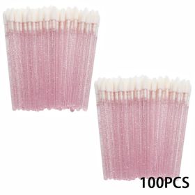 100/300PCS Disposable Lip Brush Makeup Brushes Lipstick Applicator Wands Wholesale Eyelashes Extension Tool Beauty Accessories (Handle Color: Pink 100pcs)
