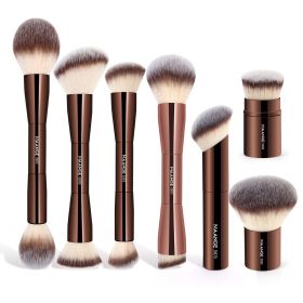 MAANGE Makeup Brushes Double Head Foundation Powder Concealer Blusher Bronzer Makeup Brush Soft Fiber Hair Cosmetic Beauty Tools (Handle Color: MAG52032K)