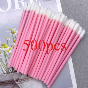 500pcs Lip Brush Eyelash Wands Applicators Disposable Lip Brush Lipstick Brush Lip Gloss Applicator Wands Makeup Beauty Tool (Handle Color: 500pcs LipBrush Pink)