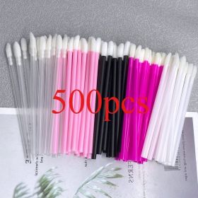 500pcs Lip Brush Eyelash Wands Applicators Disposable Lip Brush Lipstick Brush Lip Gloss Applicator Wands Makeup Beauty Tool (Handle Color: 500pcs Mix)