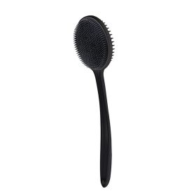 Bath Soft Back Brush Bath Shower Sponge Scrubbing Brush with Handle Exfoliating Scrub Skin Massager Exfoliating Bathroom Brush (Color: GJ23-Black)