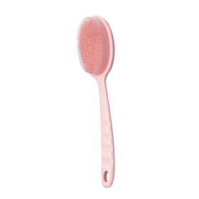 Bath Soft Back Brush Bath Shower Sponge Scrubbing Brush with Handle Exfoliating Scrub Skin Massager Exfoliating Bathroom Brush (Color: GJ02-Pink)