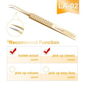 Lashtalk Precision Fiber Tip Tweezer Eyelash Extensions Diamond Grip Anti-Slip Premium Gold Stainless Steel Makeup From Nagaraku (Color: LA-02)