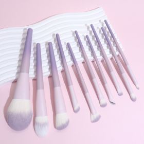 12PCS Makeup Brush Set Ultra Soft Powder Makeup Tools Beginner Point Blush Brush Concealer Brush Knife Edge Eyeliner Brus (Handle Color: 10pcs purple)