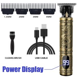 Professional Hair Cutting Machine Vintage T9 Hair Clipper Cutting Machine For Men Shaver Trimmer Rechargeable Carving Mark Razor (Color: 067-Dragon)