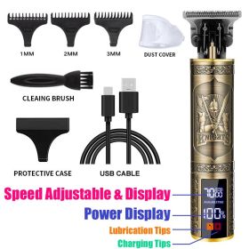 Professional Hair Cutting Machine Vintage T9 Hair Clipper Cutting Machine For Men Shaver Trimmer Rechargeable Carving Mark Razor (Color: 068-Knight)