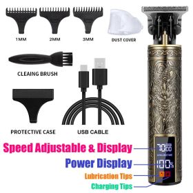 Professional Hair Cutting Machine Vintage T9 Hair Clipper Cutting Machine For Men Shaver Trimmer Rechargeable Carving Mark Razor (Color: 068-Dragon)