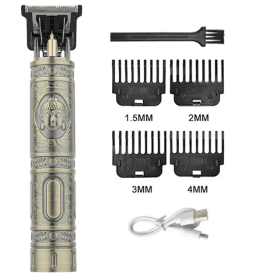 Professional Hair Cutting Machine Vintage T9 Hair Clipper Cutting Machine For Men Shaver Trimmer Rechargeable Carving Mark Razor (Color: 060-BronzeBuddha)