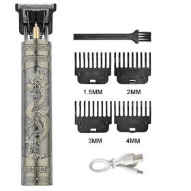 Professional Hair Cutting Machine Vintage T9 Hair Clipper Cutting Machine For Men Shaver Trimmer Rechargeable Carving Mark Razor (Color: 060-BronzeDragon)