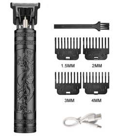Professional Hair Cutting Machine Vintage T9 Hair Clipper Cutting Machine For Men Shaver Trimmer Rechargeable Carving Mark Razor (Color: 060-BlackDragon)