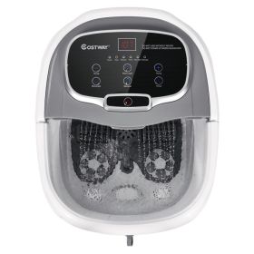 Portable All-In-One Heated Foot Spa Bath Motorized Massager (Color: gray)
